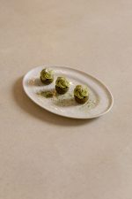 Matcha cake with white chocolate ganache